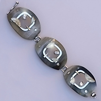 Bracelet with freshwater pearl and horn in sterling silver, handmade