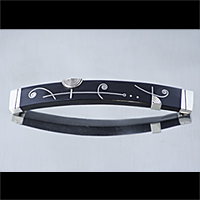Barrette with natural horn in sterling silver, handmade, one of a kind
