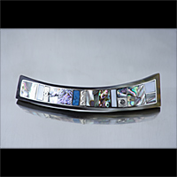Handmade barrette with  mother of pearl and horn in sterling silver